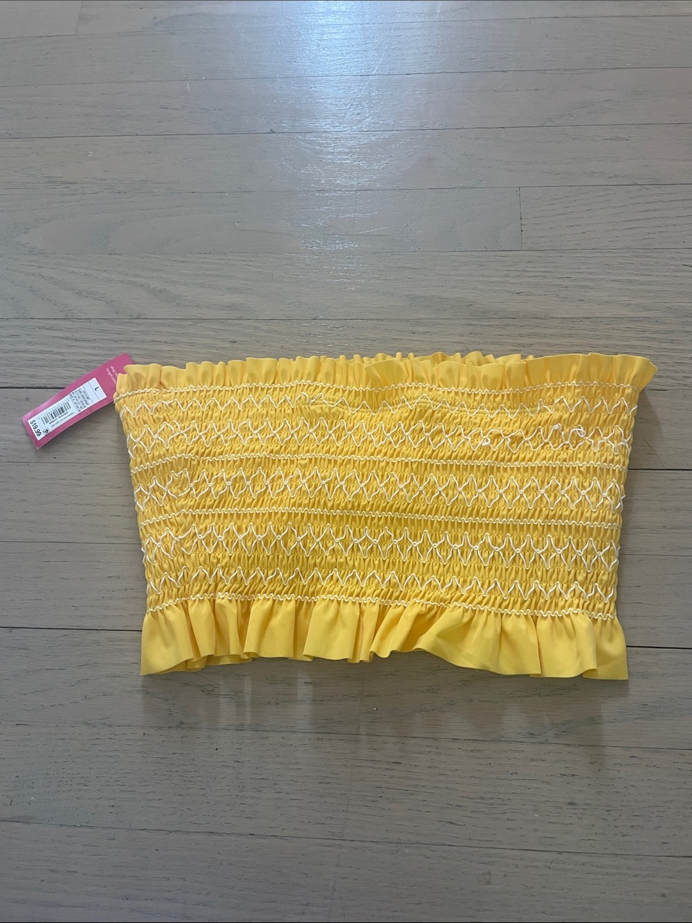 Target Yellow Smocked Ruffle Bikini Top